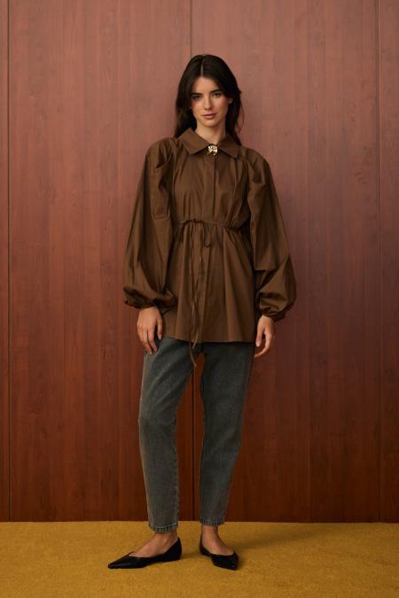 Balerin Gömlek-Kahverengi