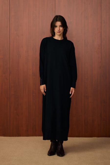 Basıc Triko Elbise-Siyah