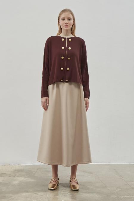 Blazer Kısa Triko Hırka-Bordo