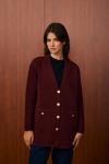 Blazer Triko Ceket-Bordo