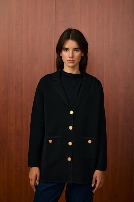 Blazer Triko Ceket-Siyah