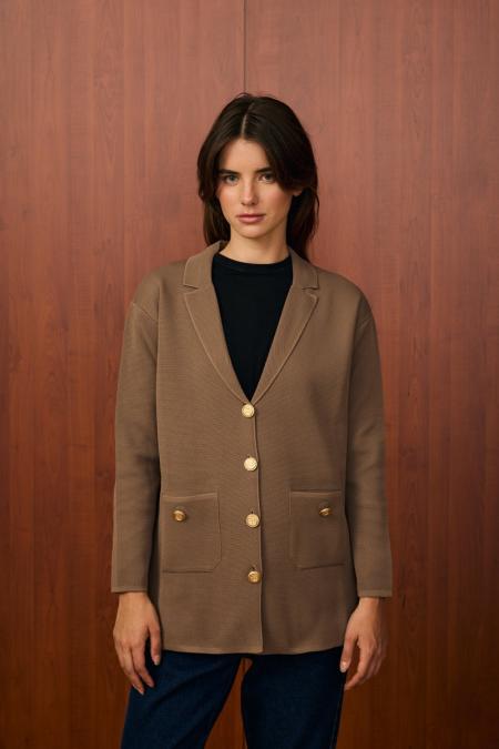 Blazer Triko Ceket-Kahverengi