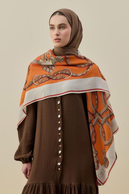 Chale Omuz Şal-Turuncu