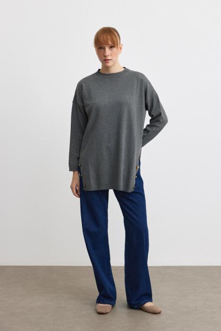 Çift Yan Verev Tunik-Antrasit