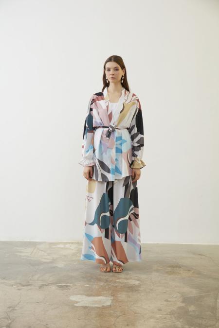 Desenli Kimono Takım-Pudra