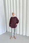 Düğme Keten Gömlek-Bordo