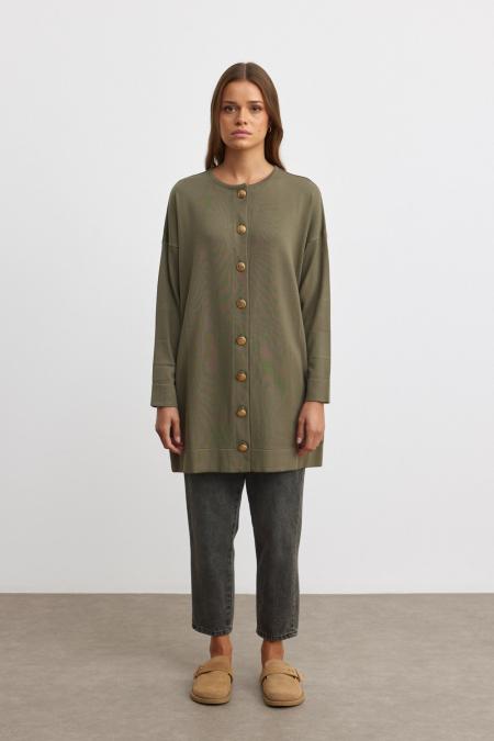 Düğmeli Hırka-Haki