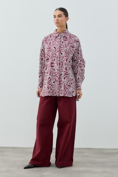 Fleur Gömlek-Bordo