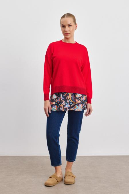 Krep İçlikli Triko-Kırmızı