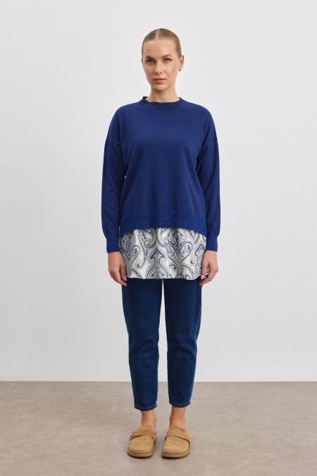 Krep İçlikli Triko-Lacivert