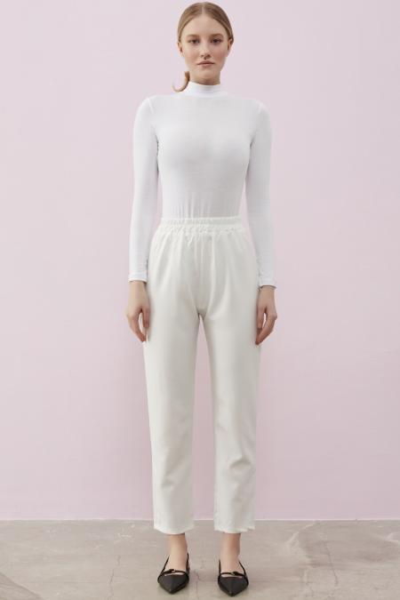 Krep Pantolon-Beyaz