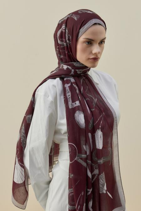 Luxe Minimal Şal-Bordo