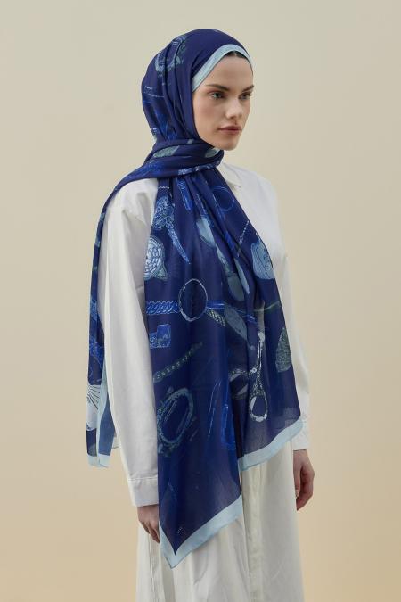 Luxe Minimal Şal-Lacivert