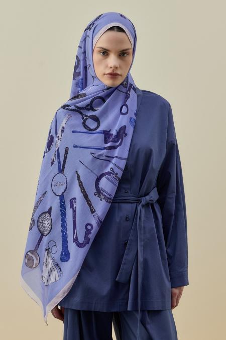 Luxe Minimal Şal-Mavi