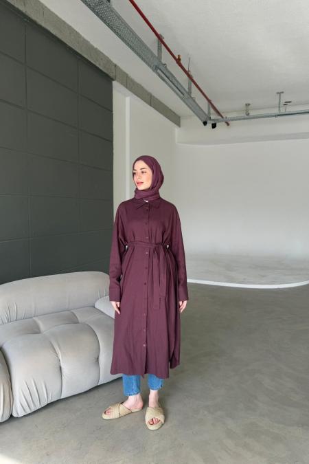 Marmaris Keten Gömlek - Bordo