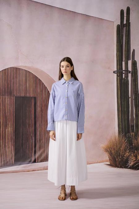 Mini Çizgili Gömlek-Mavi