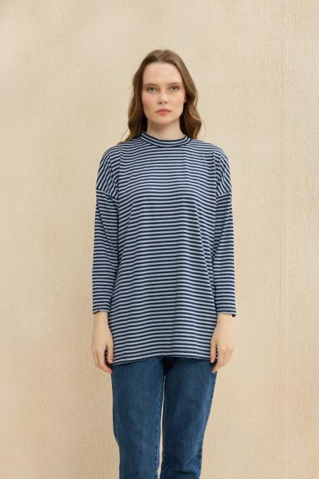 Mrw Çizgili Tshirt-Lacivert