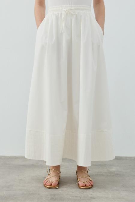 New Poplin Etek-Beyaz