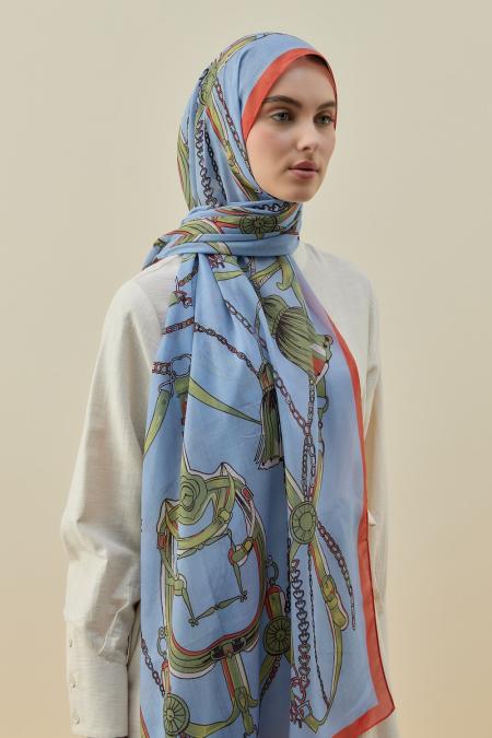 Opal Touch Şal-Mavi