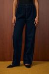 Palazzo Taşlı Denim Pantolon-Lacivert
