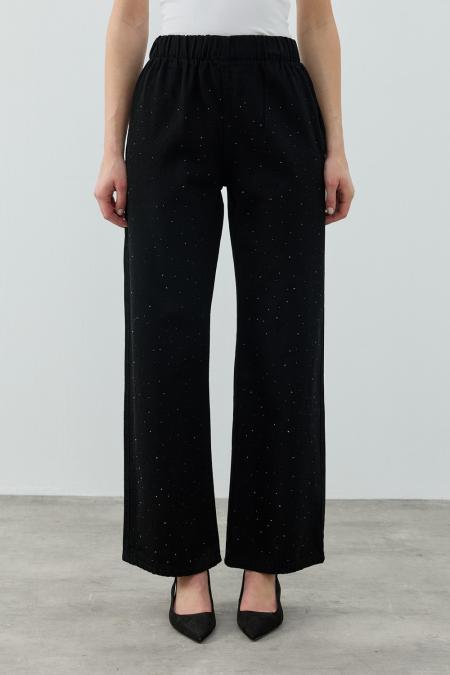 Palazzo Taşlı Denim-Siyah