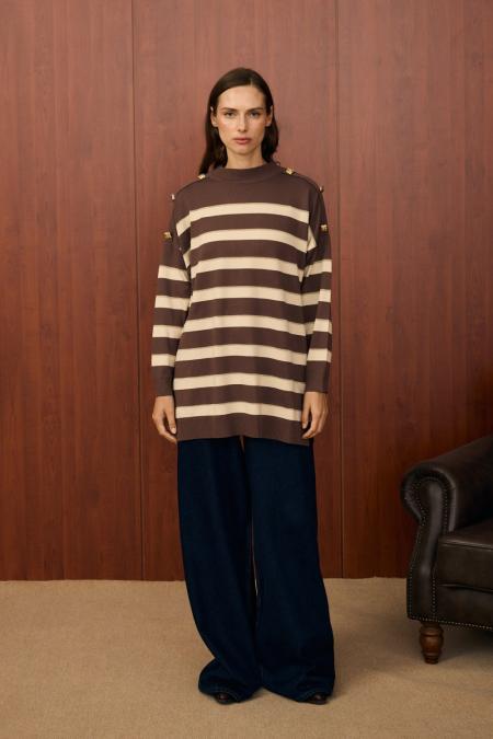 Paris Triko Tunik-Kahverengi