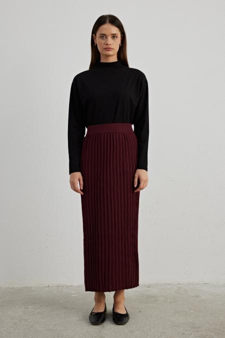 Pilise Triko Etek-Bordo