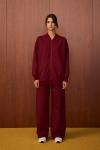 Pop Taşlı Pantolonlu Takım-Bordo