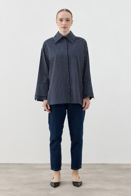 Poplin Gömlek-Lacivert