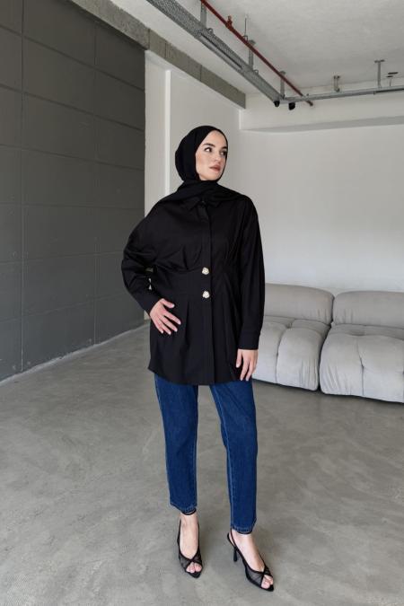 Poplin Şık Gömlek-Siyah