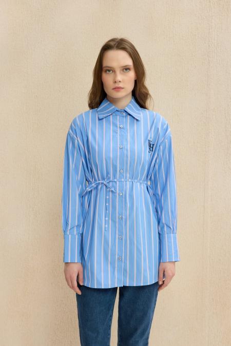 Retro Gömlek-Mavi Pembe