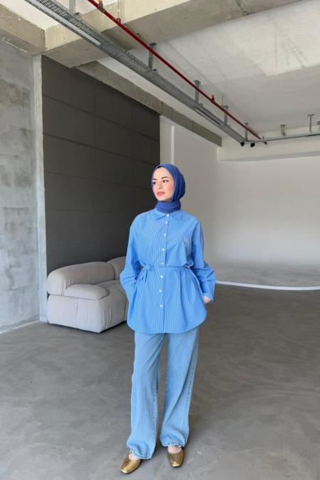 Retro Gömlek-İndigo