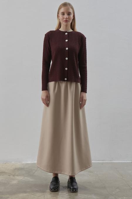 Saç Örgülü Hırka-Bordo