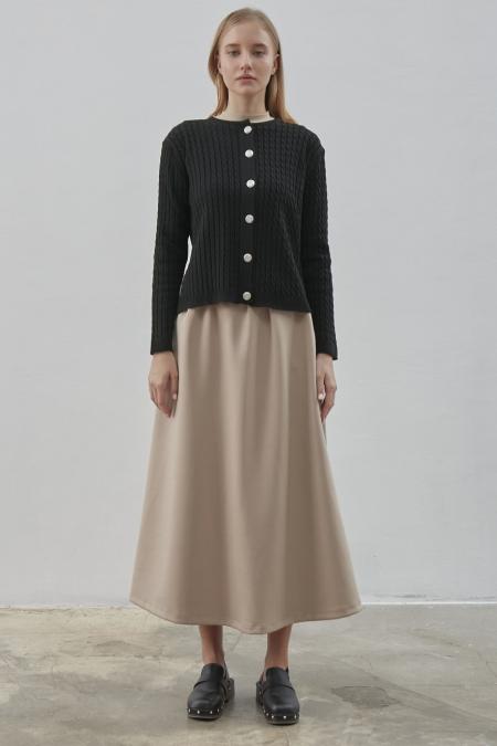 Saç Örgülü Hırka-Siyah