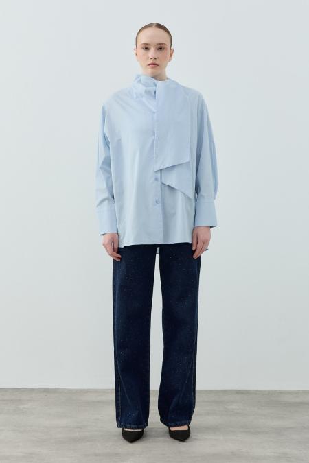 Şal Yaka Gömlek-Bebe Mavi