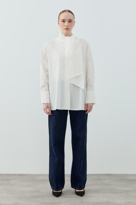 Şal Yaka Gömlek-Beyaz