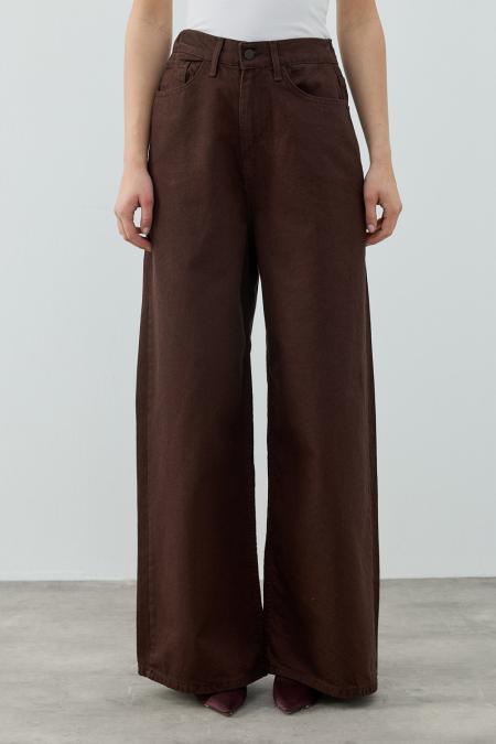 Salaş Denim Pantolon-Kahverengi