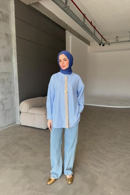 Şanzalize Gömlek-Mavi