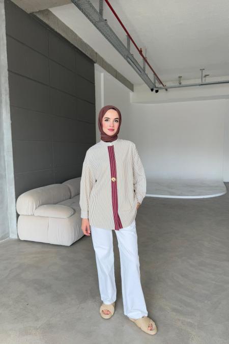 Şanzelize Gömlek-Vizon