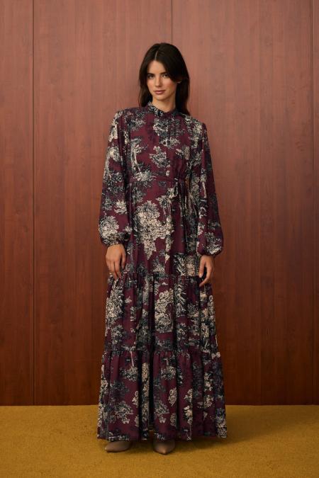 September Elbise-Bordo