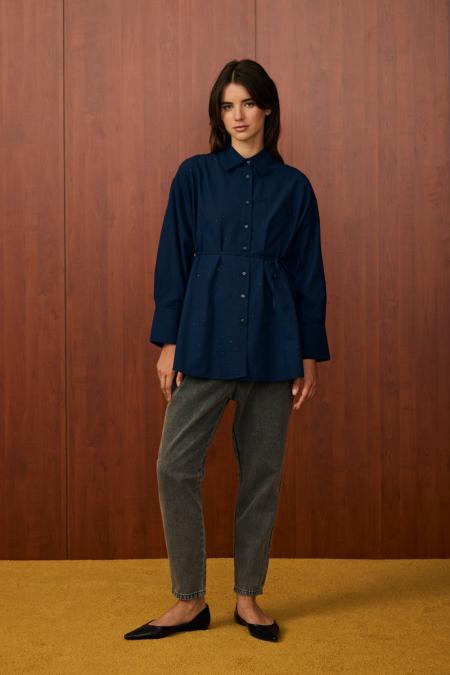 Shine Kısa Gömlek-Lacivert