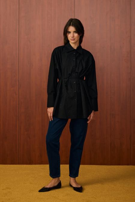 Shine Kısa Gömlek-Siyah