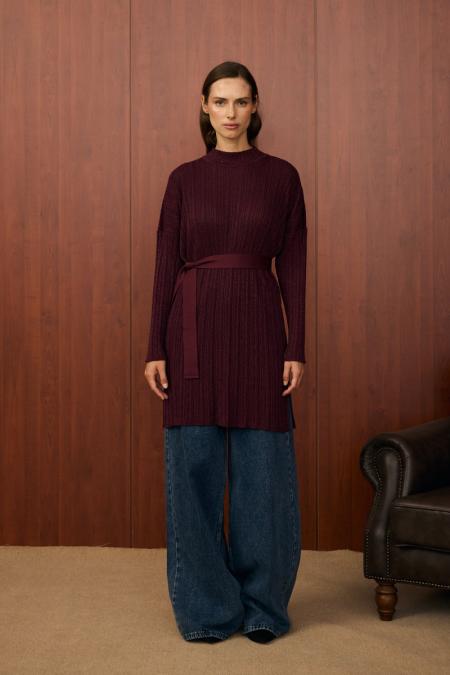 Shine Triko Tunik-Bordo