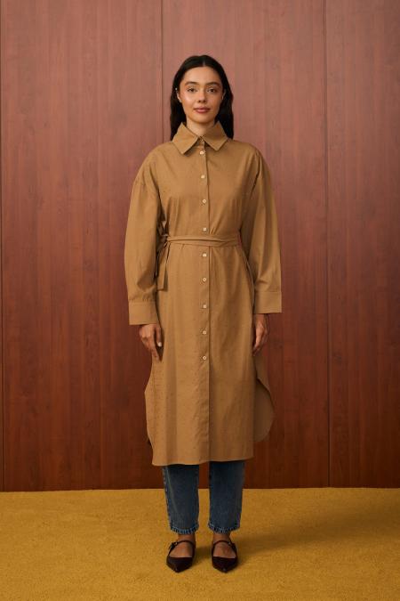 Shine Uzun Gömlek-Camel