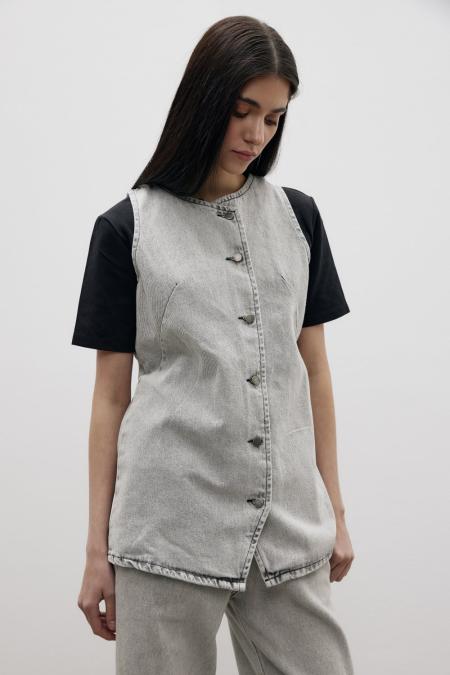 Spor Denim Yelek-Ky Gri