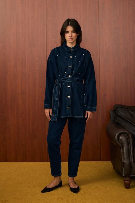 Taşlı Mont-Lacivert