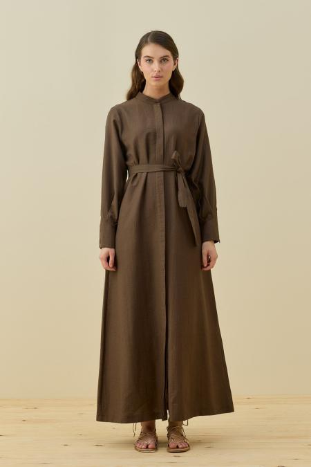 Vietnam Elbise-Kahverengi