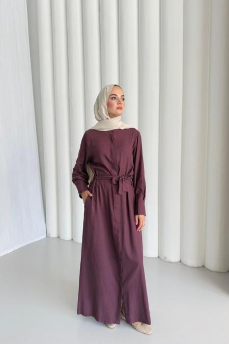 Vietnam Keten Elbise-Bordo