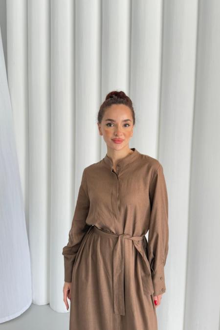 Vietnam Keten Elbise-A.Kahve