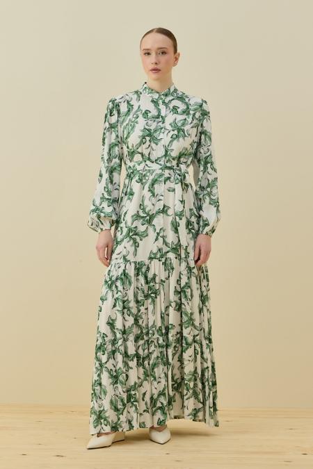 Vintage Vual Elbise-Yeşil